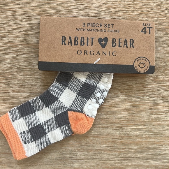 🎃 Rabbit + Bear Toddler Boy Girl Organic Cotton Pajama Set Pumpkin 4T - Picture 4 of 7